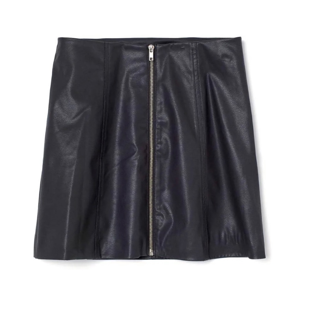 black paleather skirt h&m